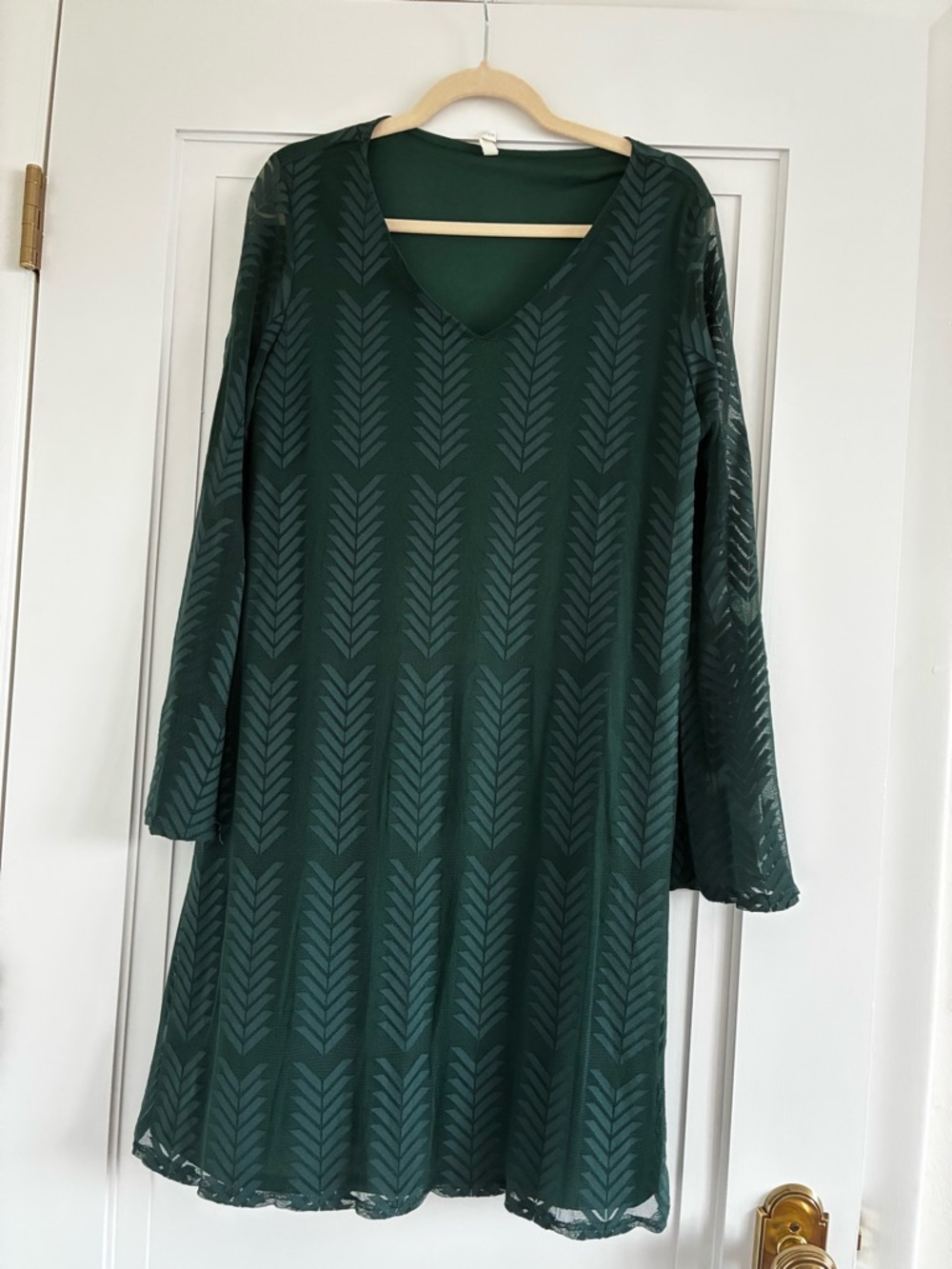 Pinkblush Dark Green V-Neck A-Line Dress